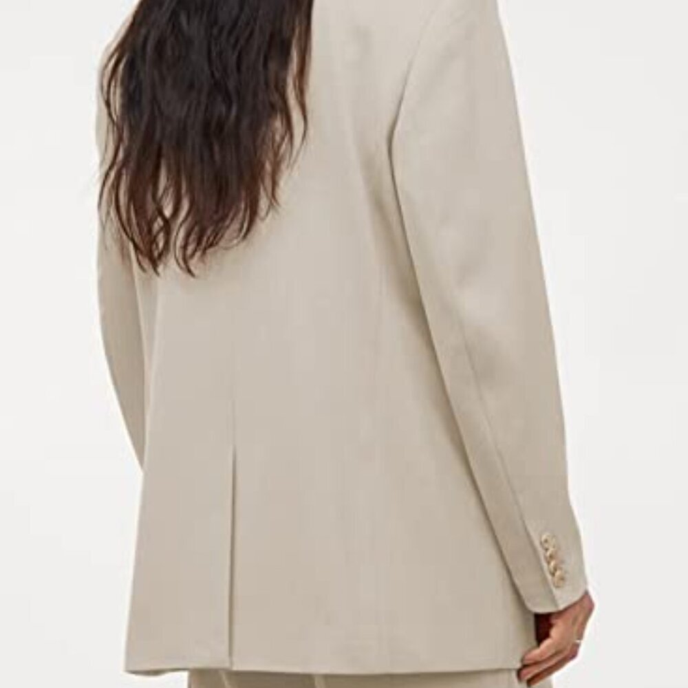 Notched Lapel Blazer Jacket Classic Fit Business Casual Lightweight Polyester - Picture 3 of 8